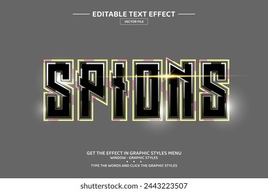 Spions 3D editable text effect template
