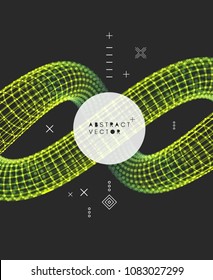 Spiral. 3d Vector Illustration. Wireframe Connection Structure. Abstract Dynamic Background. 