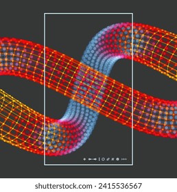 Spiral. 3d vector illustration. Wireframe connection structure. Abstract dynamic background. Illustration for cover, card, postcard, interior design, banner, poster, brochure or presentation.