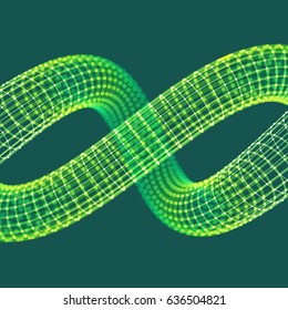 Spiral. 3d Vector Illustration. Wireframe Connection Structure. Abstract Dynamic Background. 