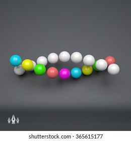 Spiral. 3d Vector Template. Abstract Illustration. 3d Abstract Spheres Composition. Futuristic Technology Style. Idea Concept. Vector illustration for Science, Technology, Web Design, Network.