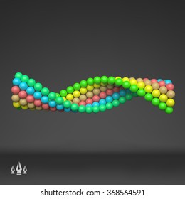 Spiral. 3d Vector Template. Abstract Illustration. 3d Abstract Spheres Composition. Futuristic Technology Style. Idea Concept. Vector illustration for Science, Technology, Web Design, Network.