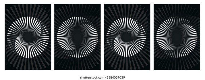 Spiral abstract circle set. line dynamic abstract, design graphic spiral electro waves vector illustration, sound wave rhythm circle black and white background or set logo icon