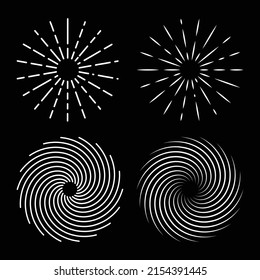 Spiral abstract element, Sunburst symbol, Line sunburst vector, Liner Drawing, Sun Rays vector, hand-drawn, Radial lines