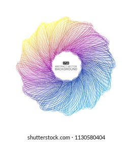 A spiral abstract figure is formed by a color gradient line