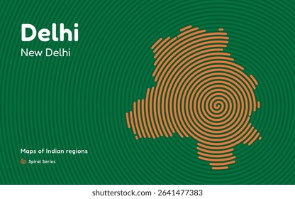 Spiral Abstract Map of Delhi with Central Capital – India National Territory Design