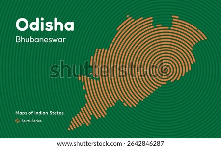 Spiral Abstract Map of Odisha with Capital Bhubaneswar – Mining Region of India