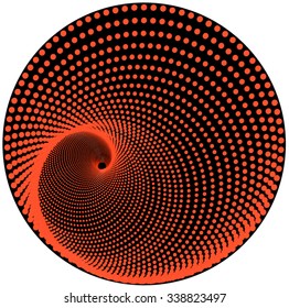 Spiral, abstract pattern composed of enlarging the circle formed by the balls
