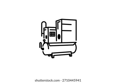 vetor de ícone de linha de compressor de ar espiral. sinal de compressor de ar espiral. ilustração em preto com símbolo de contorno isolado no fundo branco