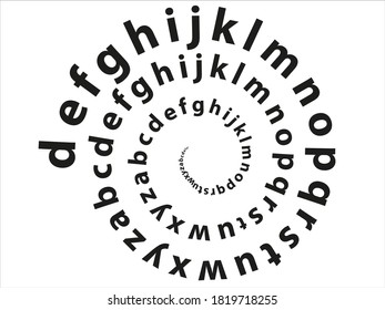 Spiral alphabet with black lettres on white background. Banner with swirl text.