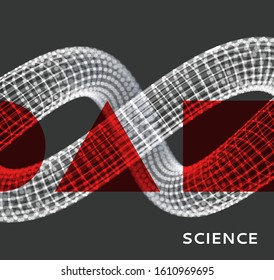 Spiral. Array with dynamic particles. Abstract grid design. 3d vector illustration for science or technology. 