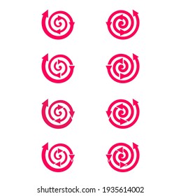 espiral y flecha hacia afuera