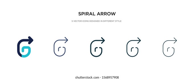 spiral arrow icon in different style vector illustration. two colored and black spiral arrow vector icons designed in filled, outline, line and stroke style can be used for web, mobile, ui