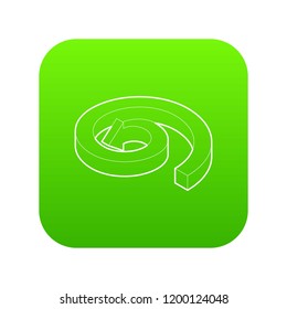 Spiral arrow icon green vector isolated on white background