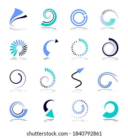 Spiral and arrow icons. Design elements set. Vector art.
