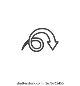 Spiral arrow line icon. linear style sign for mobile concept and web design. Curve arrow down outline vector icon. Symbol, logo illustration. Vector graphics