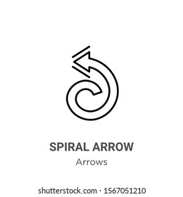 Spiral arrow outline vector icon. Thin line black spiral arrow icon, flat vector simple element illustration from editable arrows concept isolated on white background