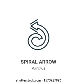 Spiral arrow outline vector icon. Thin line black spiral arrow icon, flat vector simple element illustration from editable arrows concept isolated on white background