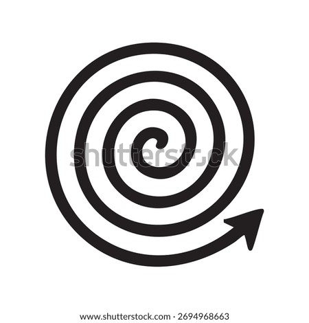 Spiral arrow pointing outward isolated on white background