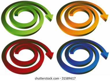 Conjunto de flechas espirales: Grupo de flechas en forma de espiral.
