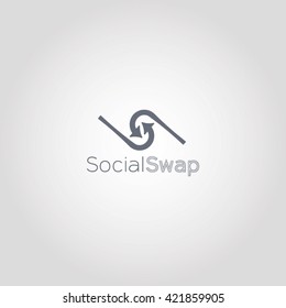 Spiral Arrows Drawn Social Swap Logo Design Grey Background