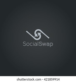 Spiral Arrows Drawn Social Swap Logo Design Black Background