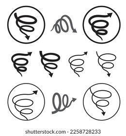 Símbolo de flechas espirales iconos establecer dibujo de líneas