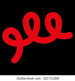 Spiral Bacillus vector icon. Style is flat symbol, red color, rounded angles, black background.