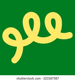 Spiral Bacillus vector icon. Style is flat symbol, yellow color, rounded angles, green background.