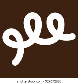 Spiral Bacillus vector icon. Style is flat symbol, white color, rounded angles, brown background.