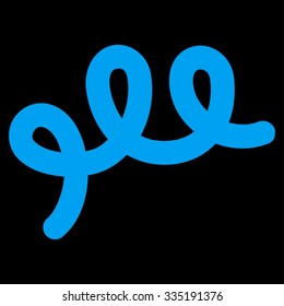 Spiral Bacillus vector icon. Style is flat symbol, blue color, rounded angles, black background.