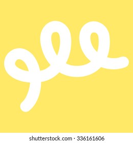 Spiral Bacillus vector icon. Style is flat symbol, white color, rounded angles, yellow background.
