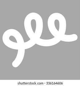Spiral Bacillus vector icon. Style is flat symbol, white color, rounded angles, silver background.