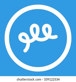Spiral Bacillus vector icon. Style is flat rounded symbol, white color, rounded angles, blue background.