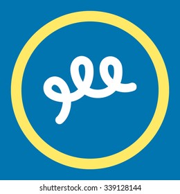 Spiral Bacillus vector icon. Style is bicolor flat rounded symbol, yellow and white colors, rounded angles, blue background.