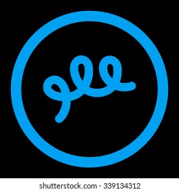 Spiral Bacillus vector icon. Style is flat rounded symbol, blue color, rounded angles, black background.