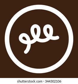 Spiral Bacillus vector icon. Style is flat rounded symbol, white color, rounded angles, brown background.
