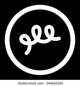 Spiral Bacillus vector icon. Style is flat rounded symbol, white color, rounded angles, black background.