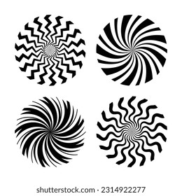 Spirale. Spiralhintergrund. spiralförmiger Hintergrund. Kreishintergrund. Vektorgrafik. radiale hypnotische Spiralen. dynamischer abstrakter Hintergrund. Spiralwellenrhythmuslinie. Spiralen überlagern. Konzept.