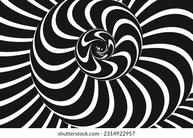 Spirale. Spiralhintergrund. spiralförmiger Hintergrund. Kreishintergrund. Vektorgrafik. radiale hypnotische Spiralen. dynamischer abstrakter Hintergrund. Spiralwellenrhythmuslinie. Spiralen überlagern. Konzept.