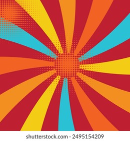 Spiral background, comic shape sun rays background variation with dots