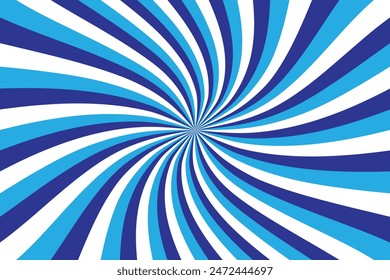 Spiral background with rays, blue and white swirling abstract background.