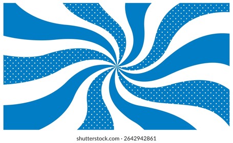 Um fundo espiral de linhas concentradas de pontos azuis e brancos