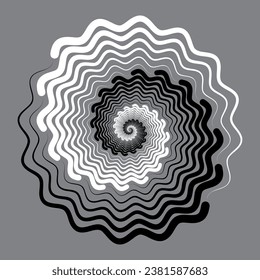 Fondo espiral con líneas onduladas. Estilo Yin y yang. Elemento o icono de diseño.