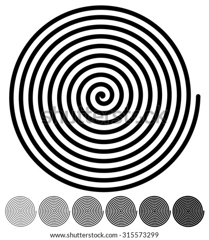 Spiral backgrounds. set of 4 colors. green, orange, red and blue. vector.