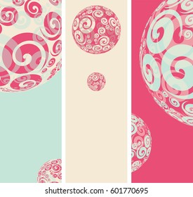 Spiral balls bookmarks in pink and blue