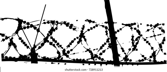 Spiral barbed wire on a white background. Vector art.