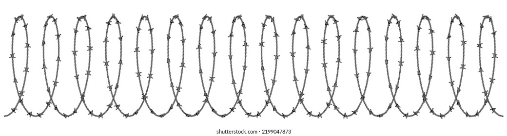Spiral of Barbed Wire in Outline Style