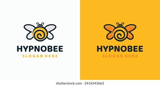 Spiral bee vector logo design.