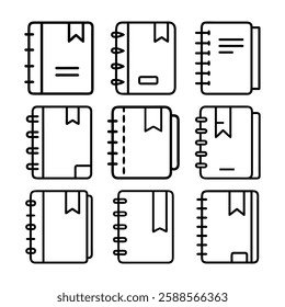 Spiral Binded Notebook Icon Design Line Art Flat Vector Illustration